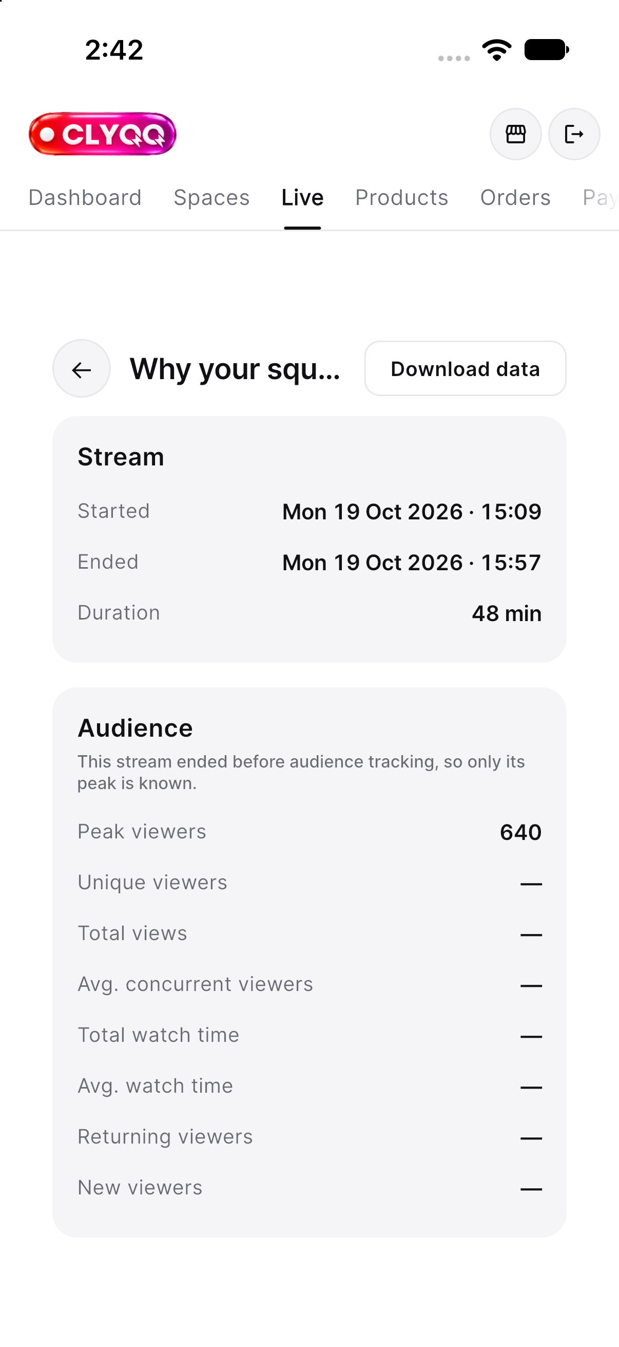 Stream summary