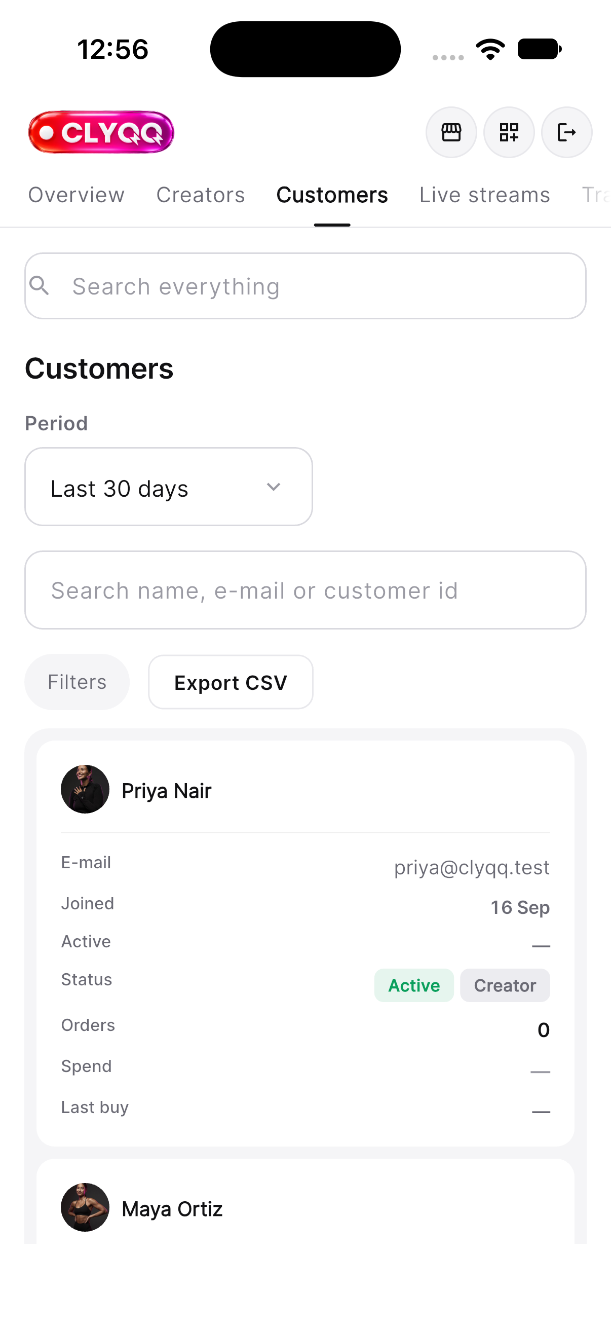 Admin customers