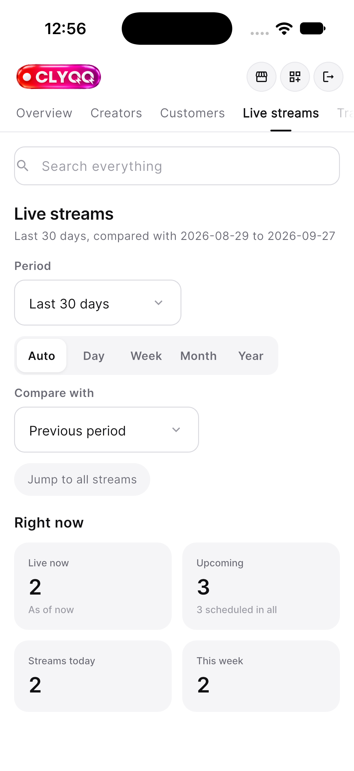 Admin live streams