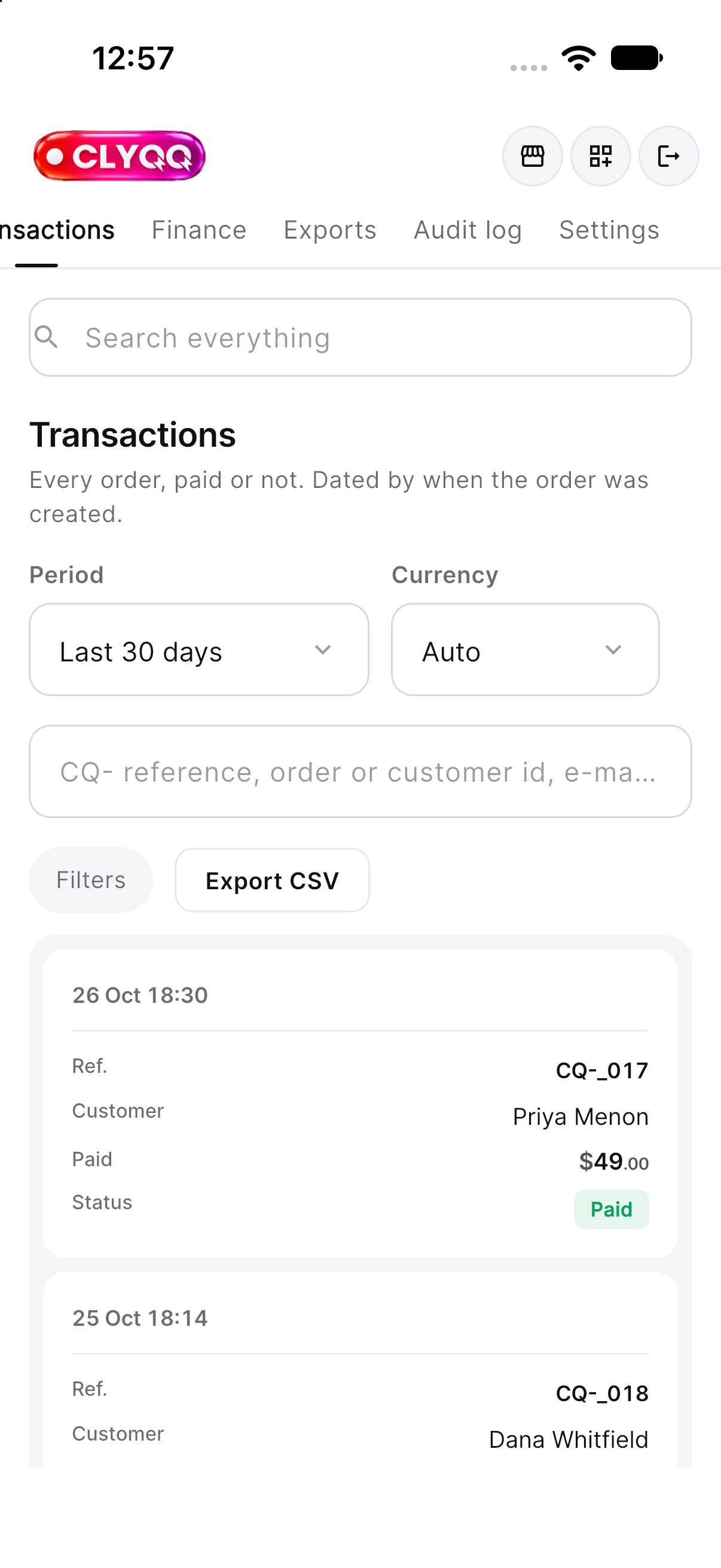 Admin transactions