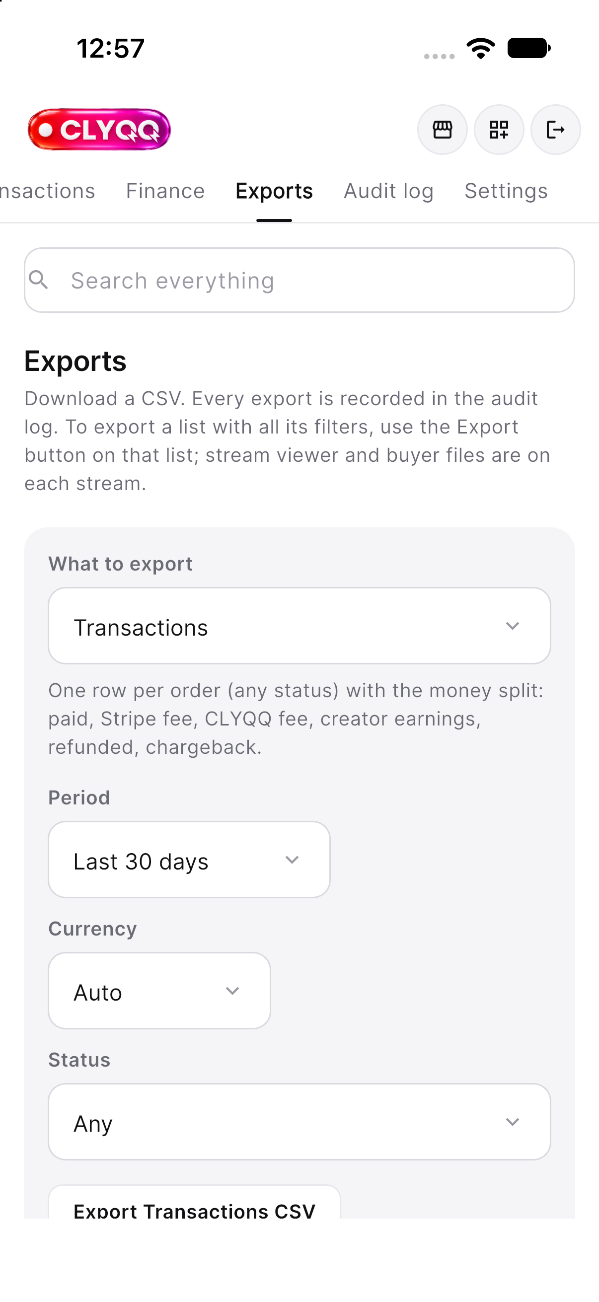 Admin exports