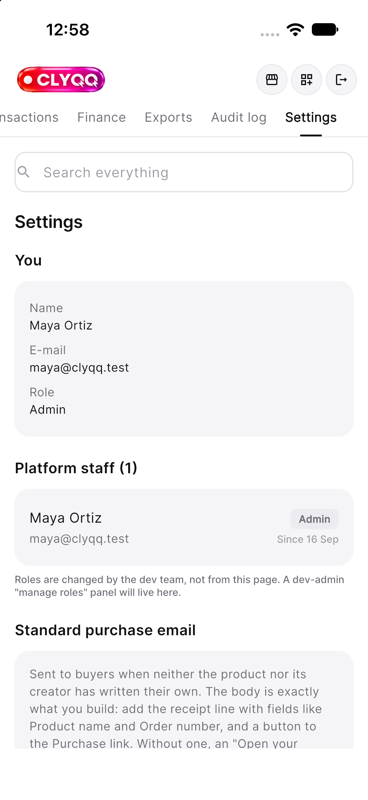 Admin settings